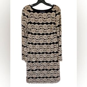 Jessica Howard Evenings Black and Gold Sheath Dress